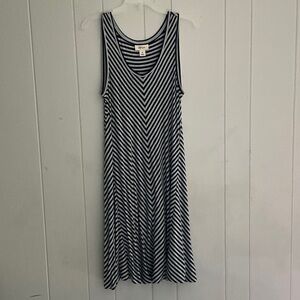 Style & Co. Blue and Grey Striped Midi Dress